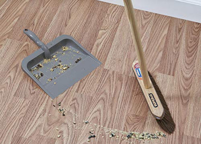 Superio Clip-On Dustpan with Rubber Lip - 10-inch Wide Durable Plastic Dust Pan with Comfort Grip Handle, (Plastic Dustpan, Grey) - color: Gray, size: 1 Pack