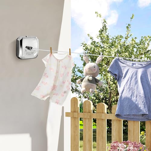 304 Stainless Steel Retractable Clothesline with Adjustable Rope String for Hanging Drying Shower Room(Sliver Square) - size: Sliver Square