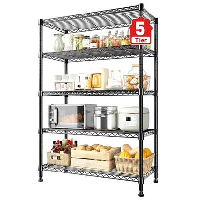 REIBII 31.5" W 5-Tier Storage Shelves, 1000 lbs, Adjustable, for Pantry - size: 5 Tier-15.7"D x 31.5"W x 71"H