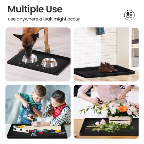 Mateeylife Under Sink Mat Kitchen Waterproof，Silicone Sink Tray 28"X19" - color: Black, size: 19''W x 28''L