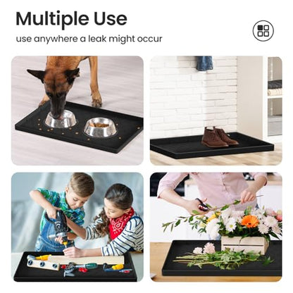Mateeylife Under Sink Mat Kitchen Waterproof，Silicone Sink Tray 28"X19" - color: Black, size: 19''W x 28''L