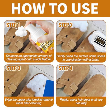 TBTFW Suede Shoe Cleaner, 6.7 Oz Foam Shoe Cleaner, for Removing Stains From Sports Shoes, Leather, and Suede Leather