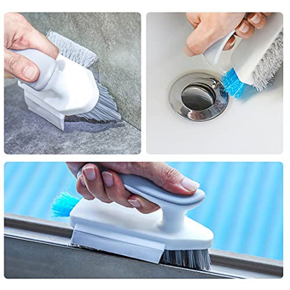 Grout and Corner Scrubber Brush with Scraper Tool 4-in-1, Stiff Bristles Crevice Floor Cleaner for Cleaning Bathroom Kitchen Wall Gap Cleaning Brush
