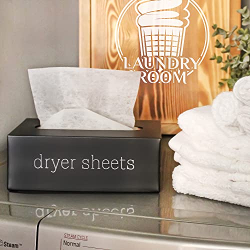 AuldHome Design Farmhouse Dryer Sheet Dispenser (Black); Countertop Enamelware Fabric Softener Sheet Holder for Laundry Room - color: Black