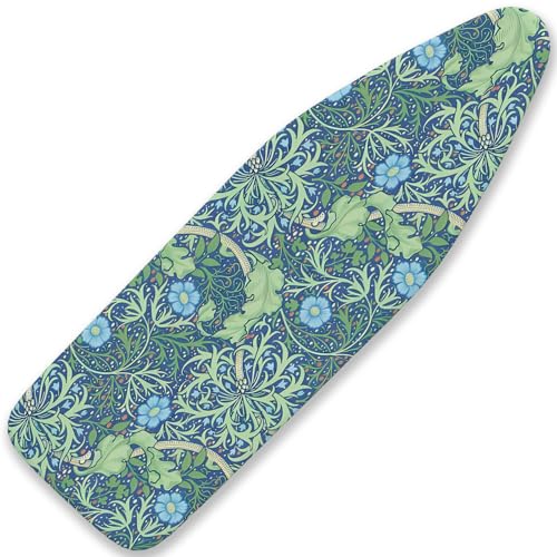 Boho Ironing Board Cover and Pad for Standard Size, 15x54 Scorch & Stain Resistant Iron Board Cover with Thick Padding, Floral Non Stick Fastener Straps Elastic Edge Ironing Covers for Laundry Room
