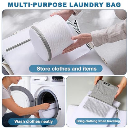 1PCS Mesh Laundry Bags, Protective Washing Bags with Zipper, Delicates Anti Tangle Anti Pilling Travel Storage, White, 5.85×6.24 in - size: 5.85×6.24 in