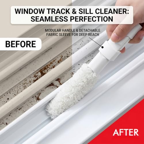 5-in-1 Window Blind Duster with 2 Microfiber Sleeves, Detail Cleaning Brush for Air Conditioner Vent, Shutter, Fan Blade, Keyboard, Nozzle - color: White 5-in-1 Brushes+5 Clothes