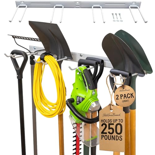 StoreYourBoard Garage Tool Organizer, 72 in, Holds 500 lb, 2 Pack - color: GRAY, size: 72" Heavy Duty Steel Rack | 8 Hooks | Holds 500lbs