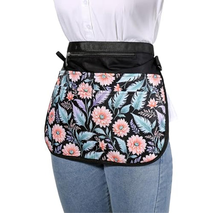 Barber Apron with 5 Pockets, Waterproof and Bleach-proof Hair Stylist Apron for Men and Women - color: Pink Flowers