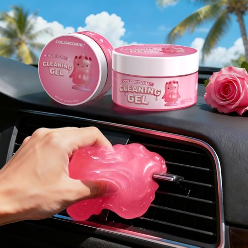 ColorCoral 2Pack Car Cleaning Gel Reusable Detailing Kit Slime Cleaner Pink - color: Pink