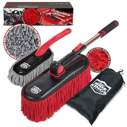 Exterior Car Duster & Brush Kit - Extendable，Wax Cotton - color: Light red
