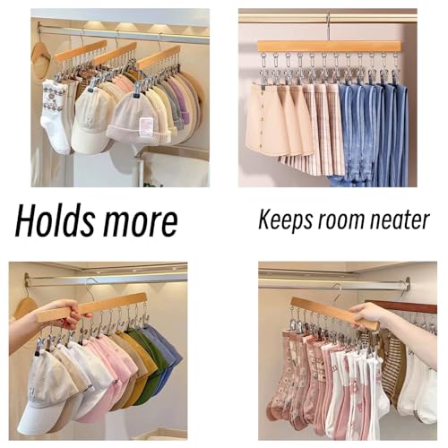 Legging Organizer for Closet 2 Pack, Wood Yoga Pants Hangers 24 Clips - color: Natural Walnut Colour