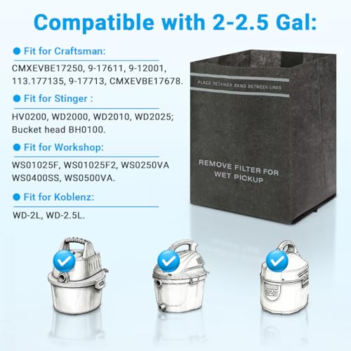 12 Pack 38737 Filter Bags Fit for Craftsman 2-2.5 Gallon Vac, CMXZVBE38737 - size: 12+4 Pack
