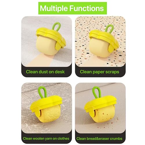 Mini Lint Roller, Reusable Lint Roller, Portable Lint Roller for Clothes, Travel Washable Sticky Gel Lint Remover for Pet Hair Crumbs Scraps and Yarns Household (Clear Yellow)