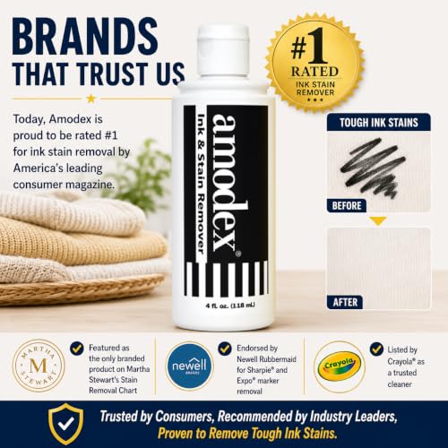 Amodex Laundry Brush for Stains on Clothes, Use with Amodex Stain Remover to Remove Ink, Sharpie, Makeup, and More, Soft Bristled Brush for Stain Removal Even on Delicate Fabrics and Skin