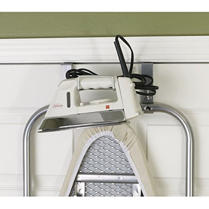 Household Essentials 144222 Over The Door Small Ironing Board with Iron Holder, Natural Cotton Cover Silver - color: Silver