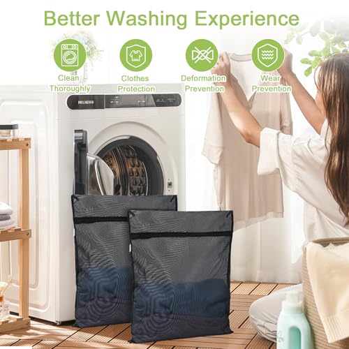OTraki 2 Pack Durable Laundry Bags with Zipper 20 x 24 Inch, Black - size: 20 x 24 inch