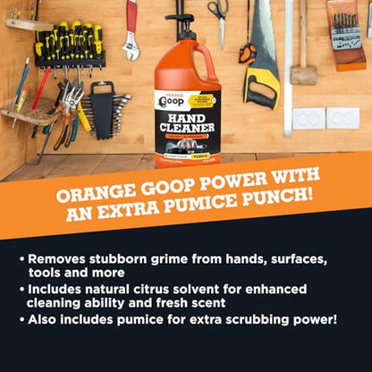 GOOP Orange Liquid with Pumice Multi-Purpose Waterless Hand Cleaner - 1 Gallon Pump Bottle (Pack of 2) - size: 128 Fl Oz (Pack of 2)