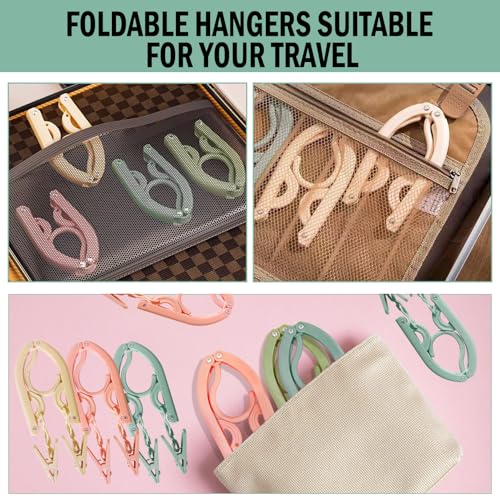 26Pcs Travel Hangers Foldable with 52Pcs Clips: Folding Hangers, Non Slip Portable Hanger for Cruise Ship Essentials Suitcase Camping Flying RV Drying Rack, 4 Colors
