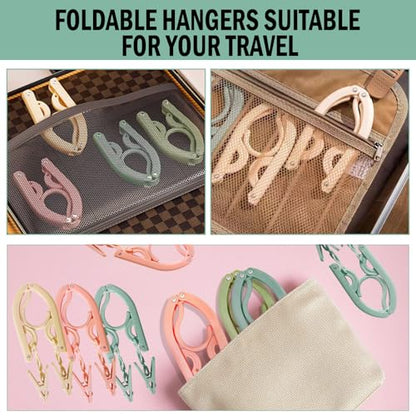 26Pcs Travel Hangers Foldable with 52Pcs Clips: Folding Hangers, Non Slip Portable Hanger for Cruise Ship Essentials Suitcase Camping Flying RV Drying Rack, 4 Colors