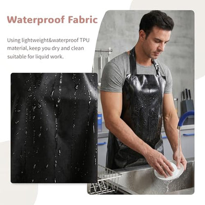 Nanxson TPU Waterproof Apron Lightweight Work Apron with Adjustable Buckle - color: Black