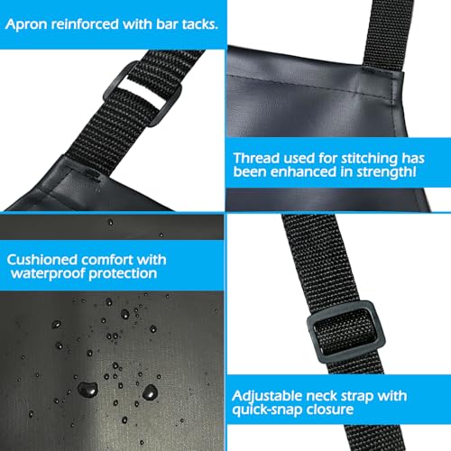 Waterproof Rubber Apron Adjustable Dishwasher Apron - Heavy Duty Work Apron - color: 1 Black Piece, size: 1 piece