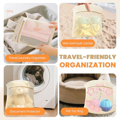 ABRRLO 4Pcs Large Cotton Mesh Laundry Bags for Delicates,Breathable Mesh Garment Bag for Washing Machine,Travel Wash Bags with Zipper for Bras,Underwear,Socks,Clothes,Laundry Dorm Room Essentials(L) - size: Large