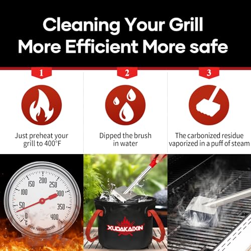 XUDAKAIXIN Grill Brush Bristle Free,Unique Wave pad for Cast Iron/Stainless-Steel Grates, (Only Replaceable Cleaning Head No Grill Brush) - color: Black-replaceable Head