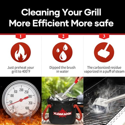 XUDAKAIXIN Grill Brush Bristle Free,Unique Wave pad for Cast Iron/Stainless-Steel Grates, (Only Replaceable Cleaning Head No Grill Brush) - color: Black-replaceable Head