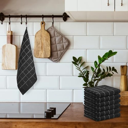 Nialnant 6 Pack Terry Kitchen Towels,Dish Cloths for Washing Dishes - color: Black, size: 12 x 12 in - 6PCS