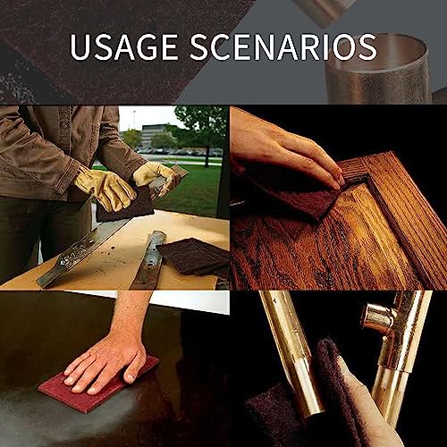 SooGree Red Scuff Pads - 6Pcs Scouring Pad - Very Fine Grade Hand Pads, Paint Primer Prep Adhesion Scratch, 7447 General Purpose Sanding Pad 200 x 125mm/8" x 5" - color: 6 Red