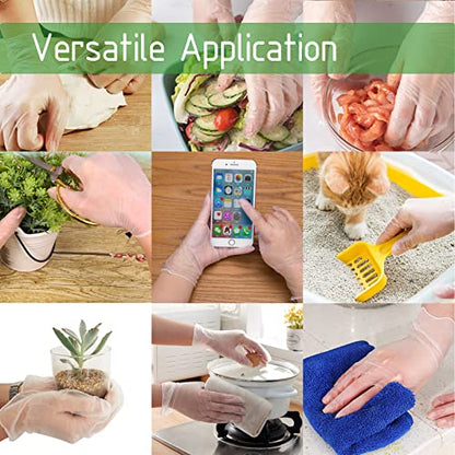 Dr.GreenPanda Clear Vinyl Disposable Gloves Food Safe Powder/Latex Free