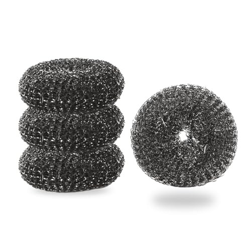 Stainless Steel Wool BBQ Grill Cleaning Scrubber Pads, 4 Pack - style: Replacement mesh scrubbers 4