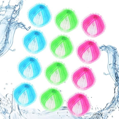 12 Pet Hair Remover Balls for Laundry: Reusable Washing Machine & Dryer Fur Catcher for Dog and Cat Hair on Clothes and Bedding