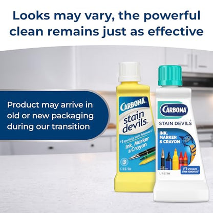 Carbona Stain Devils #3 (1.7 Fl Oz), Targeted Spot Cleaner for Ink, Marker & Crayon Stains, Safe on Skin & Washable Fabrics - size: 1.7 Fl Oz (Pack of 1)