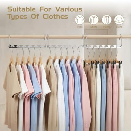 HOUSE DAY 10.5 Inch Closet Space Saving Wardrobe Clothing Magic Hangers Oragnizer Heavy Chrome Hangers, Updated Hook Design Pack of 8 - size: 8 Pack