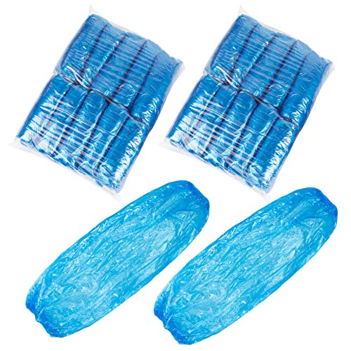 AUEAR, Disposable Arm Sleeves Covers Plastic Oversleeves Protector PE Sleeve Cover Painting with Elastic for Arm Protection - color: Blue, size: 200 Pack