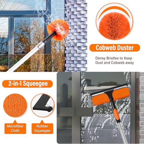 20FT High Reach Duster with Extension Pole 3-12FT, 4-in-1 Cleaning Kit - size: 12FT Pole