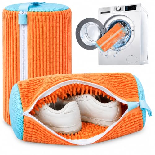 2Pcs Reusable Shoe Washing Machine Bag for Washer and Dryer:Free Up Hands, Prevent Deformation,shoe bag with Zipper Protection Design, Use for all Shoes,Sports Shoes(Yellow) (A-Orange) - color: G-2Pcs-Orange