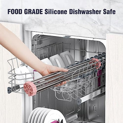 Tomorotec Roll Up Dish Drying Rack Over Sink, 304 Steel, 17.7x15.5, Pink - color: Pink, size: 17.7 x 15.5 in