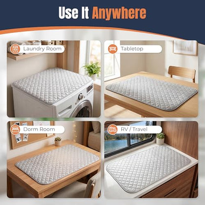 Portable Ironing Mat Blanket, Foldable Ironing Pad for Washer Dryer Top, Tabletop, Bed or Floor Ironing Board Alternative Replacement for Laundry Room, Apartment, Dorm, RV & Travel 18" x 31"
