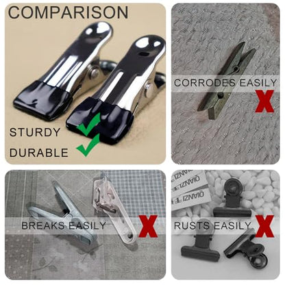 Stainless Steel Clothes Pins For Hanging Clothes, Laundry Clips, Heavy Duty Outdoor, Bag Clips For Socks, Towels, Snacks, Photos (66, Blue) - color: Blue