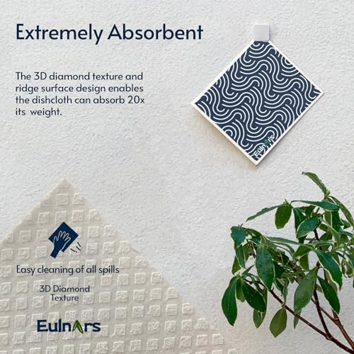 Eulnars Swedish Dishcloths for Kitchen, 8 Pack Japanese Pattern Reusable Paper Towels with Clips, Non-Scratch Swedish Dish Towels, Super Absorbent Cellulose Dish Cloths, No Odor - color: Japanese