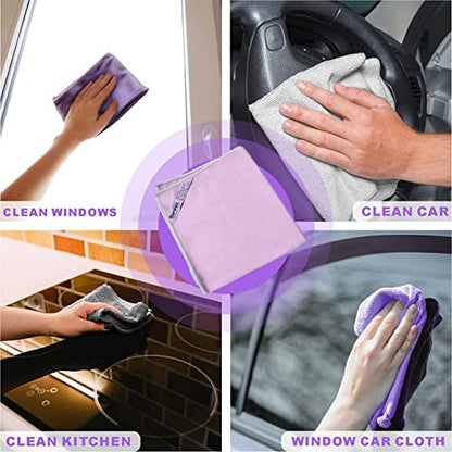 Norwεx Window Cleaning Cloth, Glass Cleaning Cloth, No Chemical Needed, Just Add Water Lints Streaks Scratches Free. (Purple 2 Pack) - color: Purple Pack 2