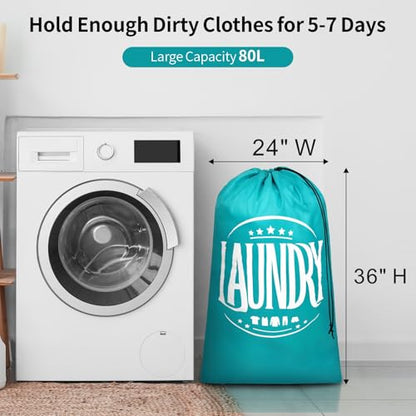 Travel Laundry Bags 2 Pack - Dirty Clothes Travel Bag for Cruise, 24x36 in - color: With Handles, 2 Pack, Blue+Grey