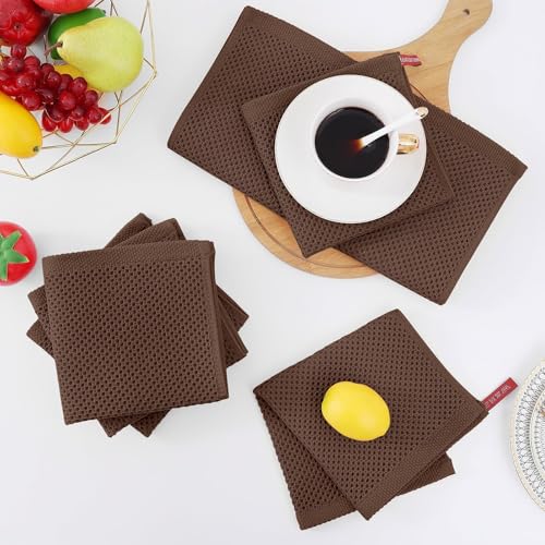 Homaxy 100% Cotton Waffle Weave Kitchen Dish Cloths 18-Pack, Coffee - color: Coffee, size: 12 X 12 - 18 Pack