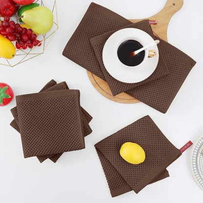 Homaxy 100% Cotton Waffle Weave Kitchen Dish Cloths 18-Pack, Coffee - color: Coffee, size: 12 X 12 - 18 Pack
