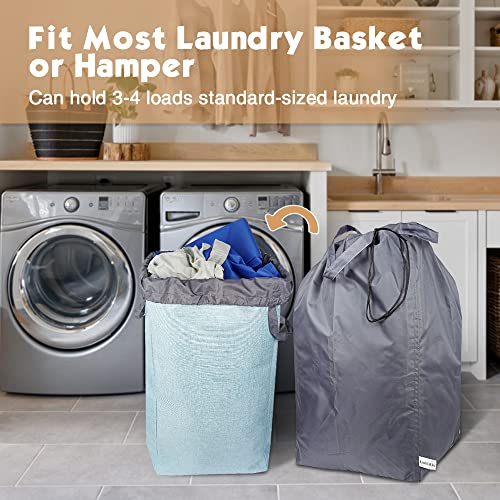 Washable Travel Laundry Bag with Handles and Drawstring (2 Pack), Heavy Duty Large Enough to Hold 3 Loads of Laundry, Fit a Laundry Basket or Clothes Hamper, 27.5x34.5 in,Grey - color: Grey (2 Pack)
