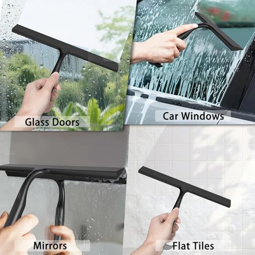 Shower Squeegee for Glass Doors, All-One-Piece Winning Silicone Squeegee - color: Black