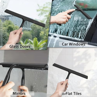 Shower Squeegee for Glass Doors, All-One-Piece Winning Silicone Squeegee - color: Black